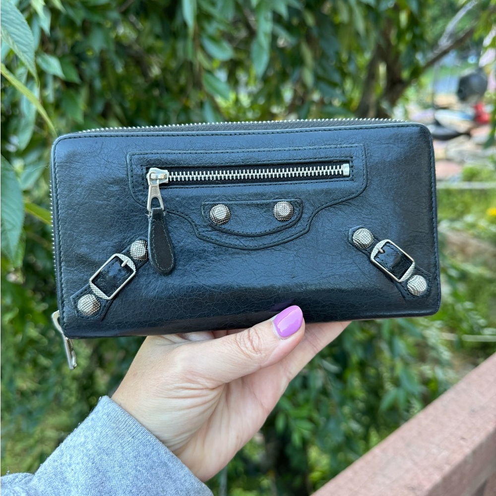 Balenciaga black Zipper wallet